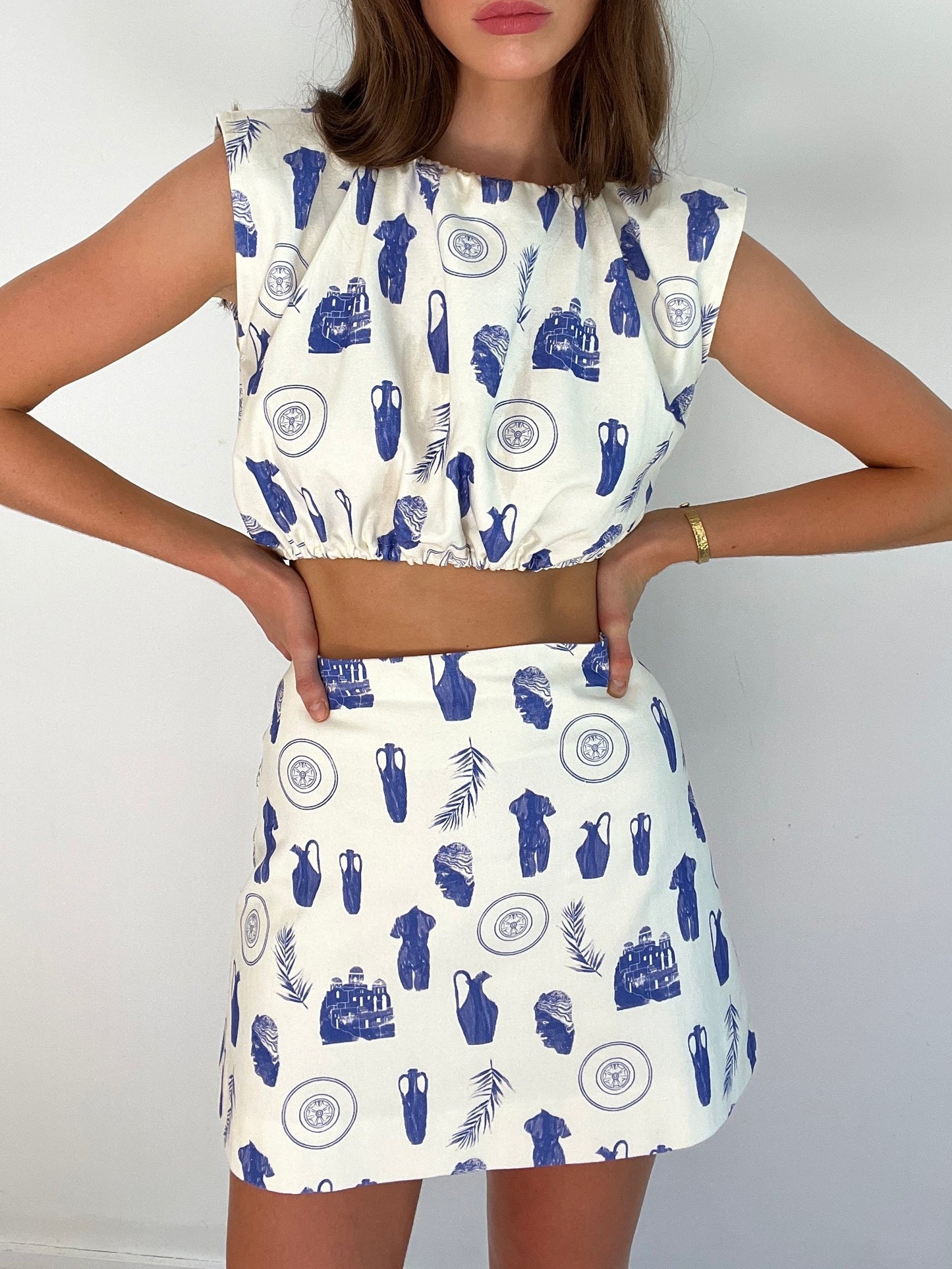 Maryanne High Waisted Skirt | Mykonos Blue