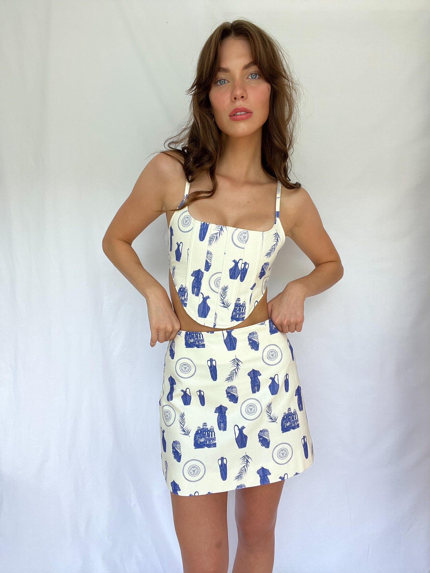 Maryanne High Waisted Skirt | Mykonos Blue