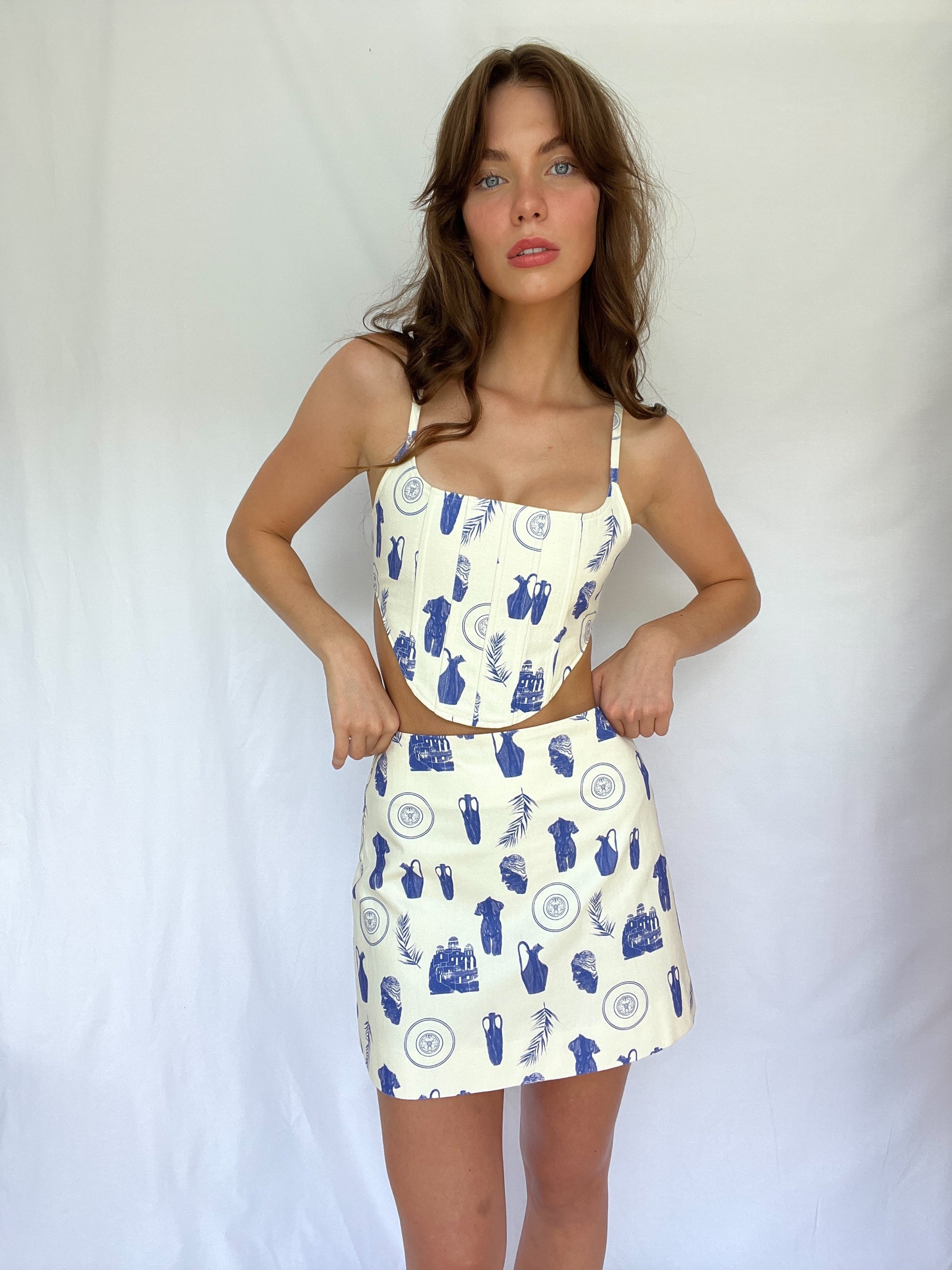 Maryanne High Waisted Skirt | Mykonos Blue